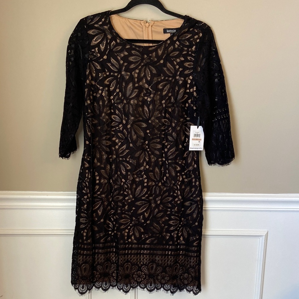 Kensie Black Lace Dress Size‎ 12 NWT Lagenlook Night Out Dressy Semi Formal